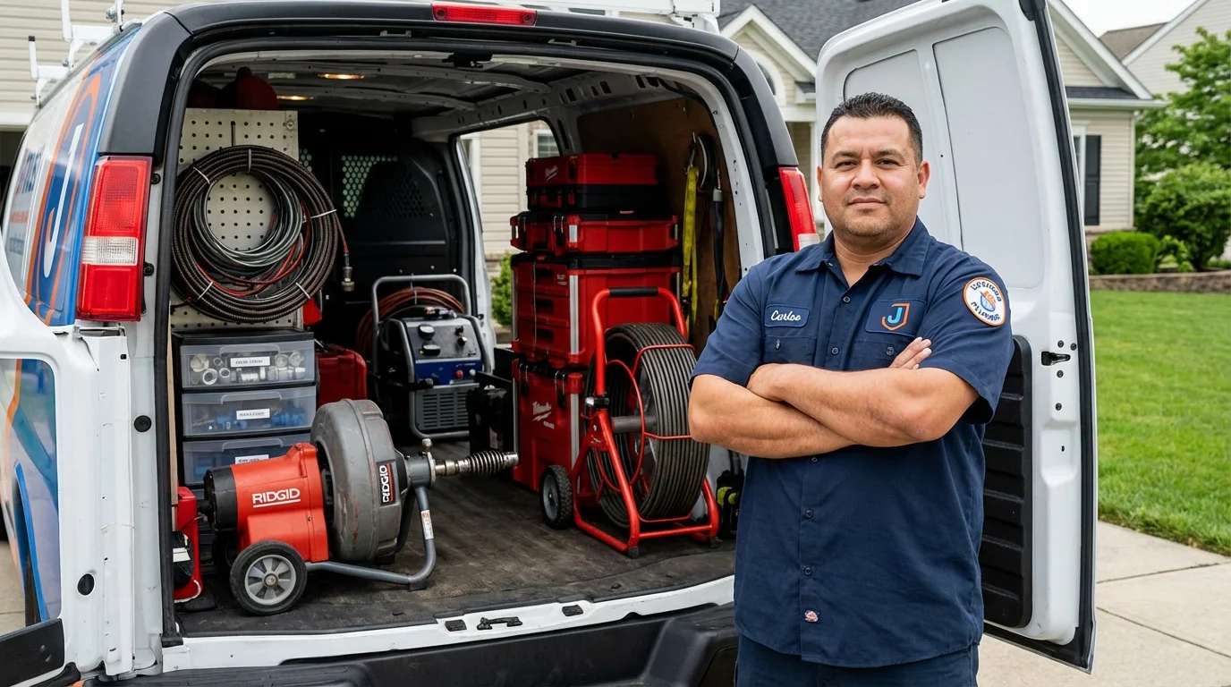 Professional drain cleaning equipment and Johns Plumbing LLC plumber in Oran