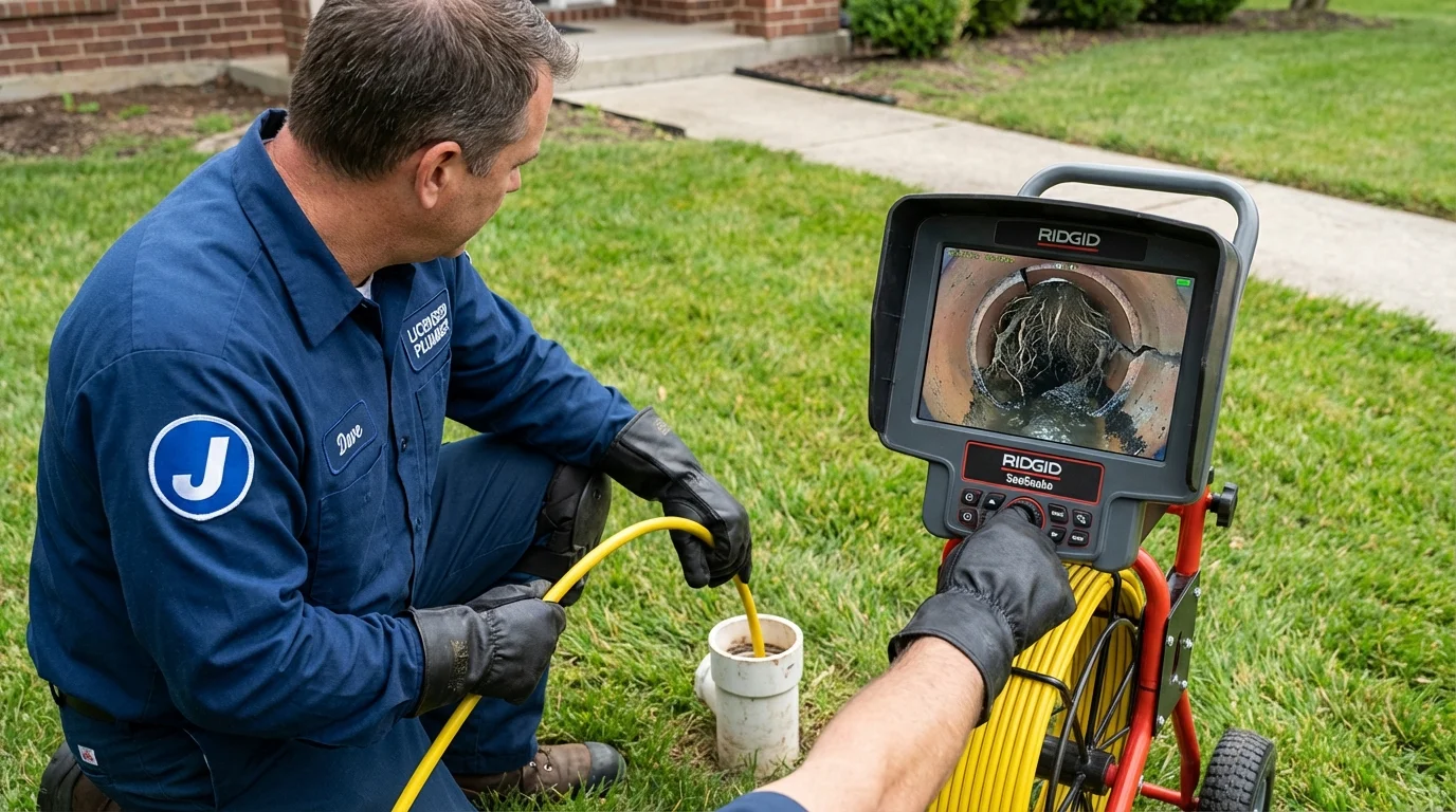 Sewer camera inspection being performed by Johns Plumbing LLC in Oran